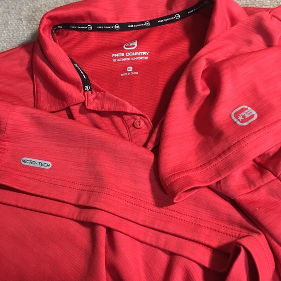 FREE COUNTRY XXL RED POLO MICRO TECH ULTIMATE Tango Red Htr - Picture 3 of 7